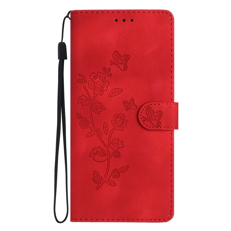 For iPhone 15 Pro Flower Butterfly Embossing Pattern Leather Phone Case(Red) - HoMEdemic™ 