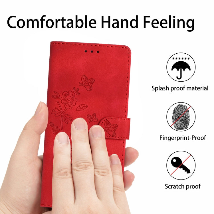 For iPhone 15 Pro Flower Butterfly Embossing Pattern Leather Phone Case(Red) - HoMEdemic™ 