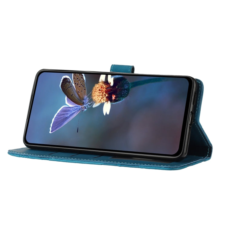 For iPhone 15 Pro Flower Embossing Pattern Leather Phone Case(Blue) - HoMEdemic™ 