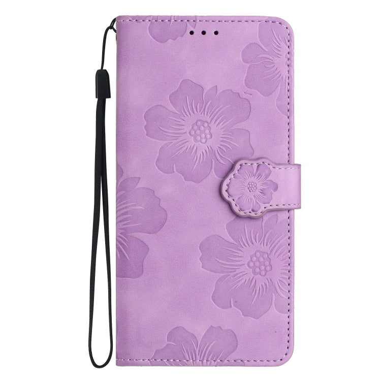 For iPhone 15 Pro Flower Embossing Pattern Leather Phone Case(Purple) - HoMEdemic™ 
