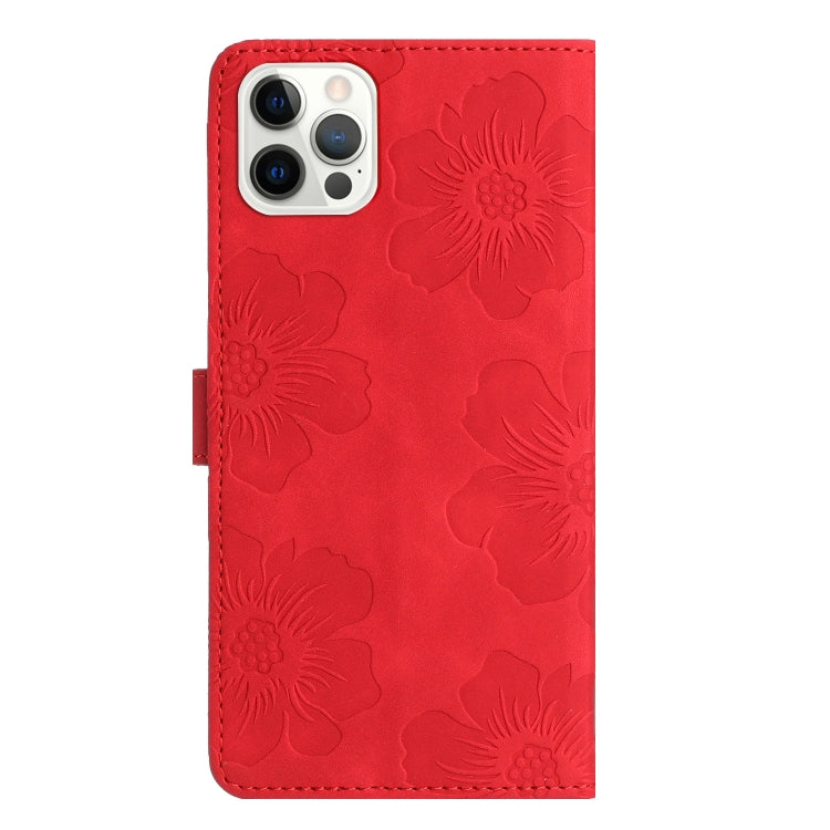 For iPhone 15 Pro Flower Embossing Pattern Leather Phone Case(Red) - HoMEdemic™ 
