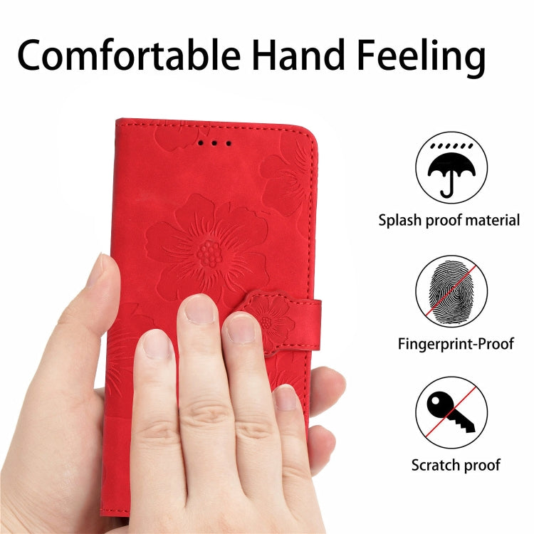 For iPhone 15 Pro Flower Embossing Pattern Leather Phone Case(Red) - HoMEdemic™ 