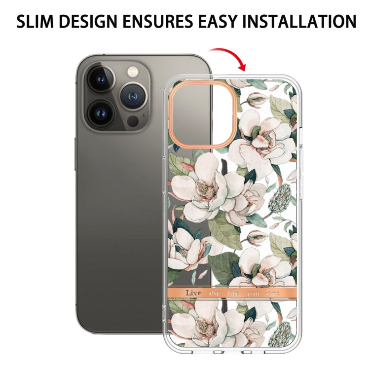 For iPhone 15 Pro Flowers and Plants Series IMD TPU Phone Case(Green Gardenia) - HoMEdemic™ 