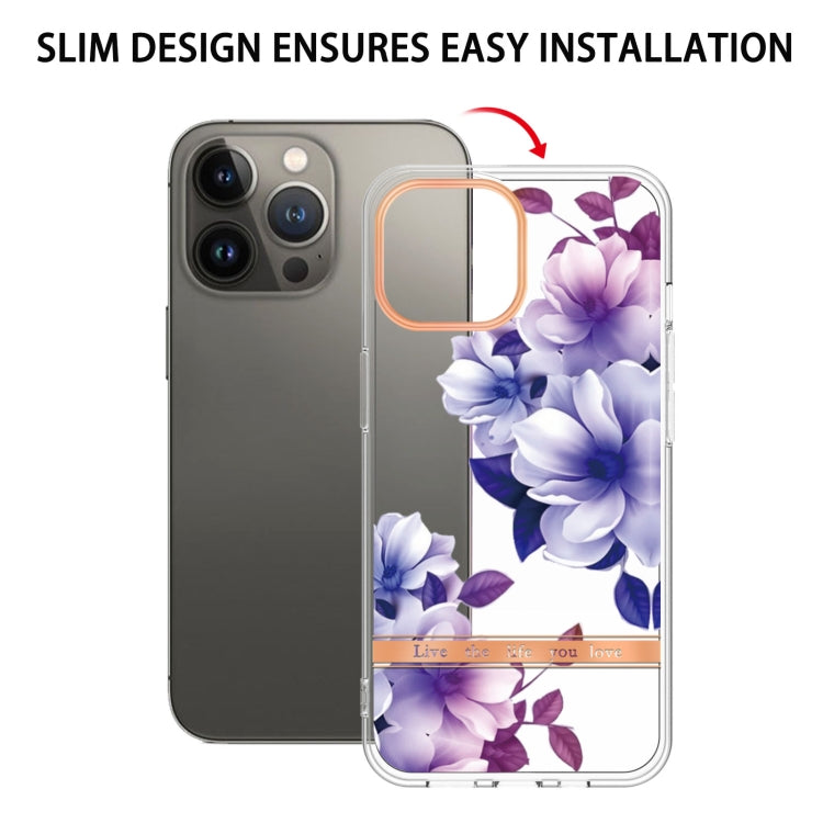 For iPhone 15 Pro Flowers and Plants Series IMD TPU Phone Case(Purple Begonia) - HoMEdemic™ 