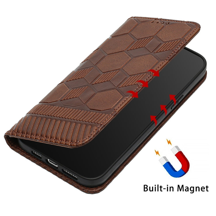 For iPhone 15 Pro Football Texture Magnetic Leather Flip Phone Case(Brown) - HoMEdemic™ 
