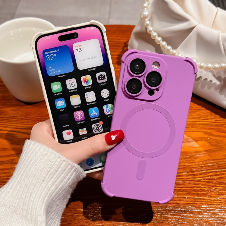 For iPhone 15 Pro Four Corner Shockproof Skin Feel MagSafe Magnetic Phone Case(Purple) - HoMEdemic™ 
