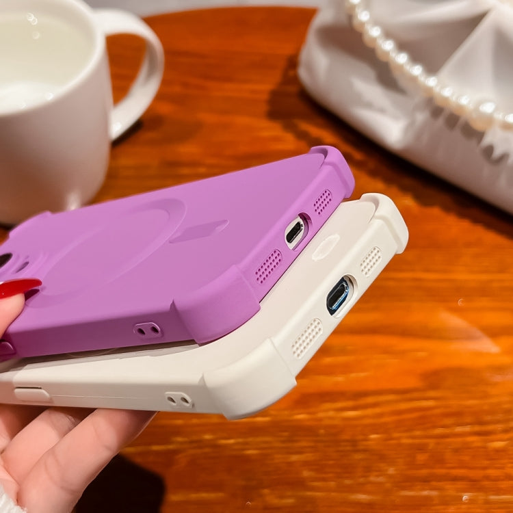 For iPhone 15 Pro Four Corner Shockproof Skin Feel MagSafe Magnetic Phone Case(Purple) - HoMEdemic™ 