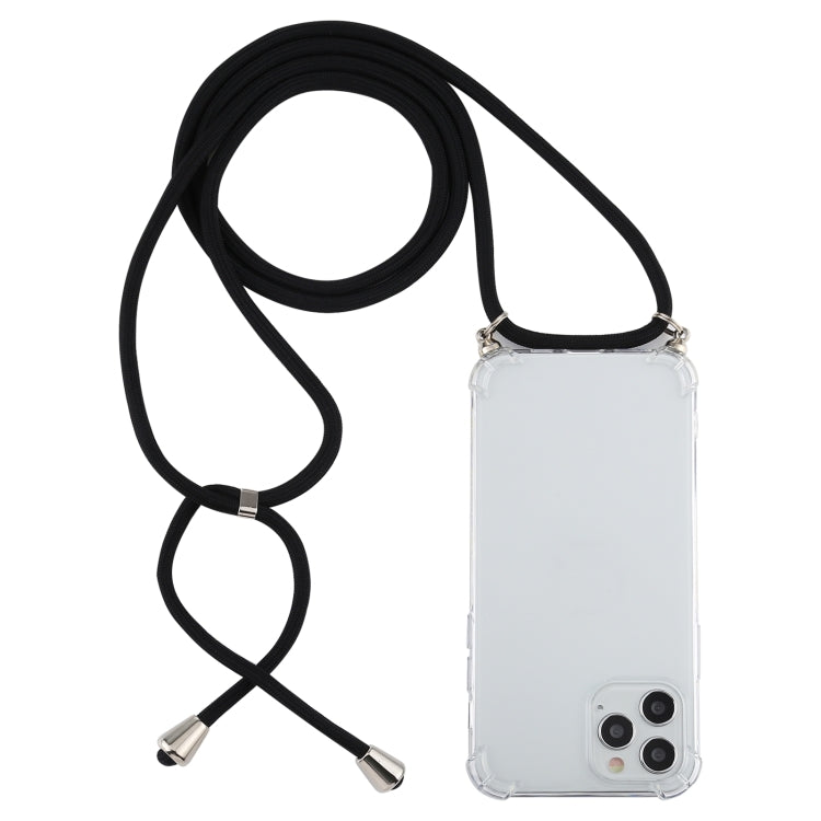 For iPhone 15 Pro Four-Corner Shockproof Transparent TPU Case with Lanyard(Black) - HoMEdemic™ 