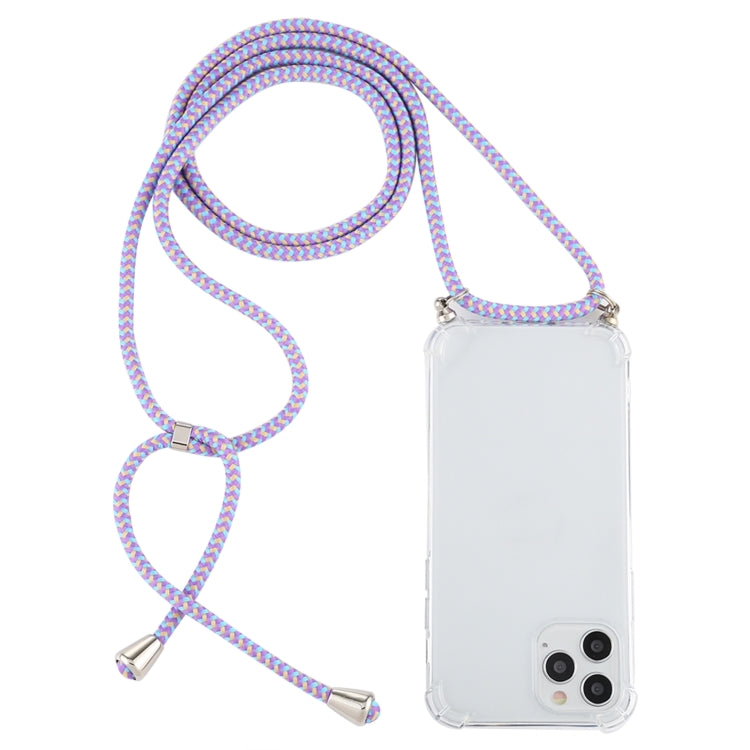For iPhone 15 Pro Four-Corner Shockproof Transparent TPU Case with Lanyard(Purple Blue Yellow) - HoMEdemic™ 
