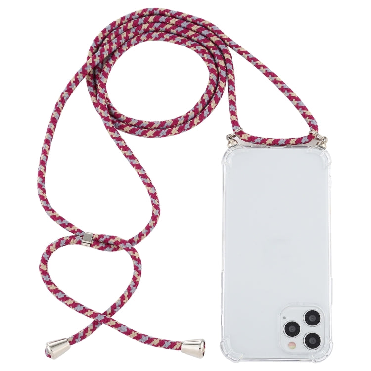 For iPhone 15 Pro Four-Corner Shockproof Transparent TPU Case with Lanyard(Red Grey Yellow) - HoMEdemic™ 