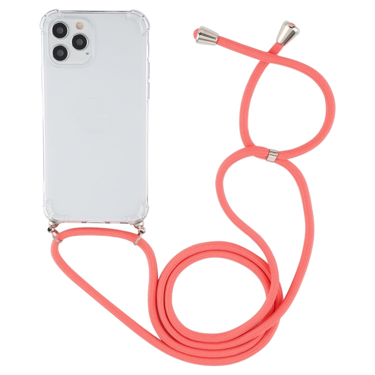 For iPhone 15 Pro Four-Corner Shockproof Transparent TPU Case with Lanyard(Red) - HoMEdemic™ 