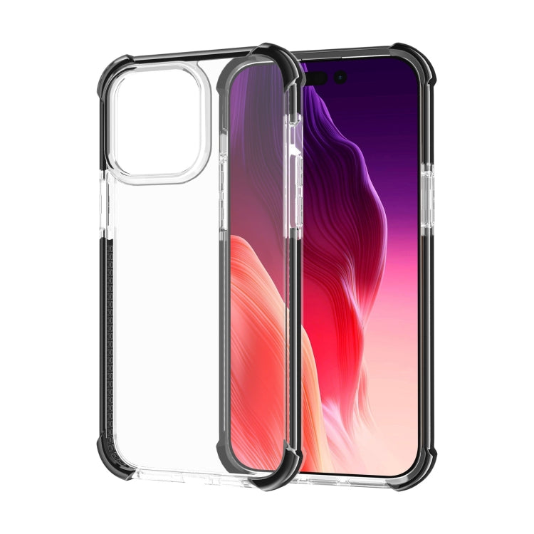 For iPhone 15 Pro Four-corner Shockproof TPU Hybrid Acrylic Phone Case(Black + Transparent) - HoMEdemic™ 