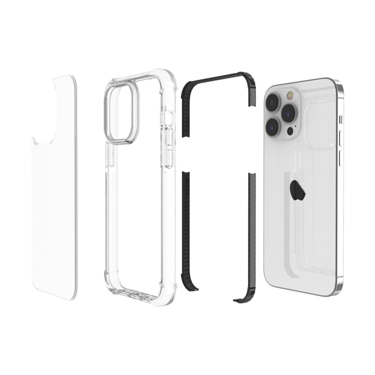 For iPhone 15 Pro Four-corner Shockproof TPU Hybrid Acrylic Phone Case(Black + Transparent) - HoMEdemic™ 
