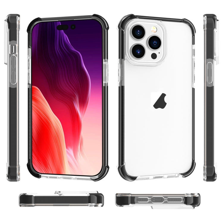 For iPhone 15 Pro Four-corner Shockproof TPU Hybrid Acrylic Phone Case(Black + Transparent) - HoMEdemic™ 