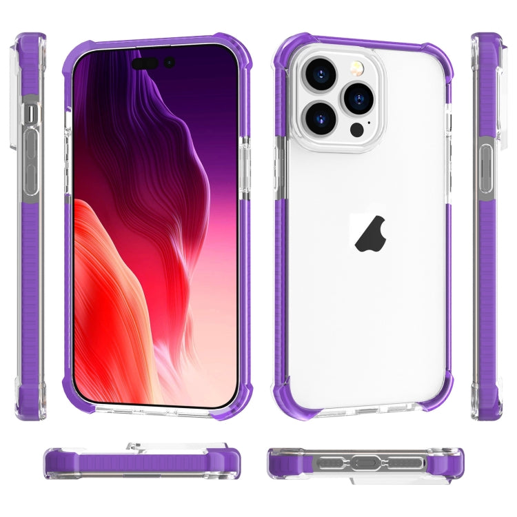 For iPhone 15 Pro Four-corner Shockproof TPU Hybrid Acrylic Phone Case(Purple) - HoMEdemic™ 