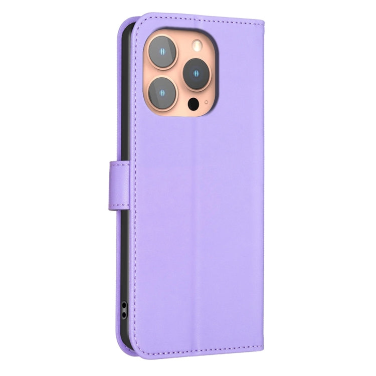 For iPhone 15 Pro Four-leaf Embossed Leather Phone Case(Purple) - HoMEdemic™ 
