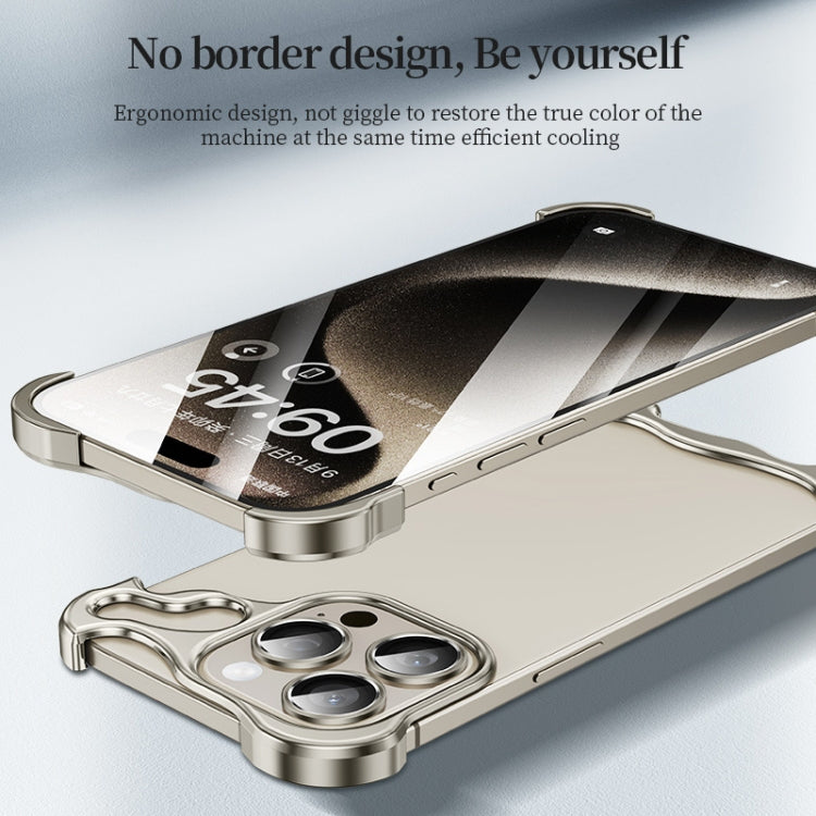 For iPhone 15 Pro Frameless Metal Corner Pad Phone Case with Lens Film(Black) - HoMEdemic™ 