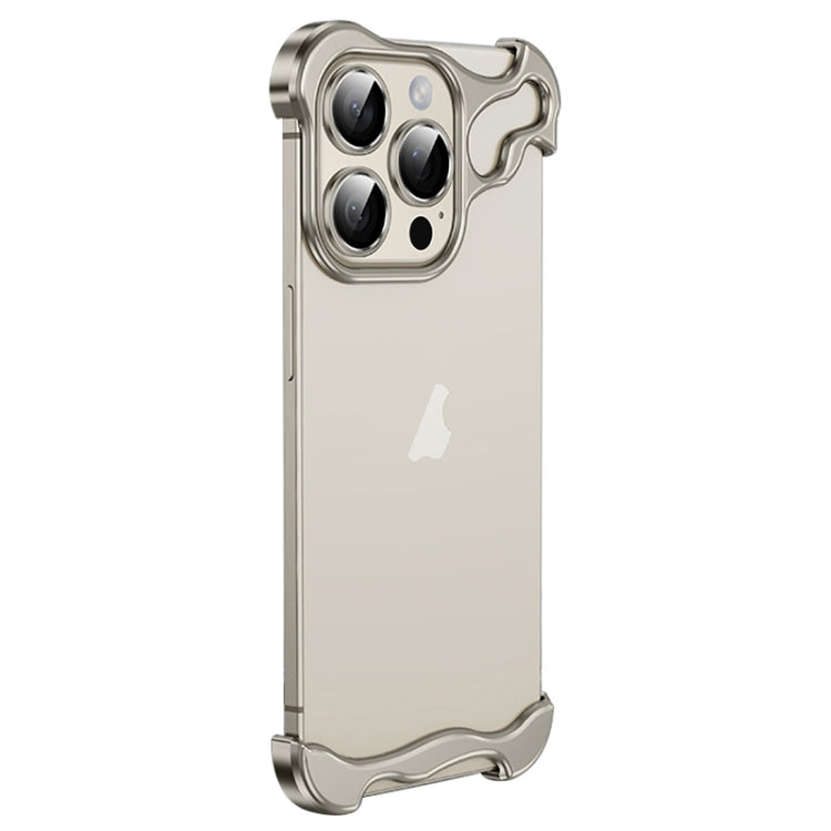 For iPhone 15 Pro Frameless Metal Corner Pad Phone Case with Lens Film(Grey) - HoMEdemic™ 