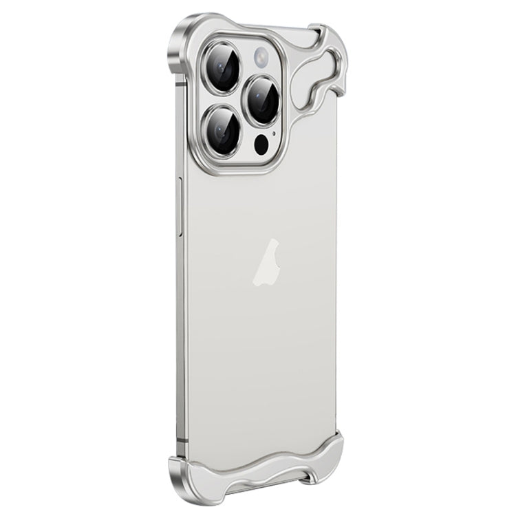 For iPhone 15 Pro Frameless Metal Corner Pad Phone Case with Lens Film(White) - HoMEdemic™ 