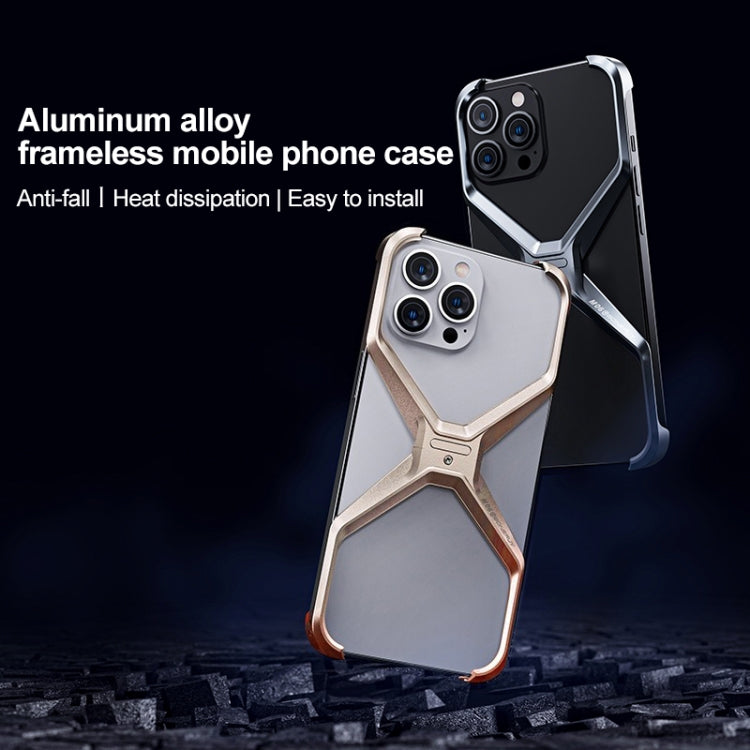 For iPhone 15 Pro Frameless X-shaped Metal Phone Case(Grey) - HoMEdemic™ 
