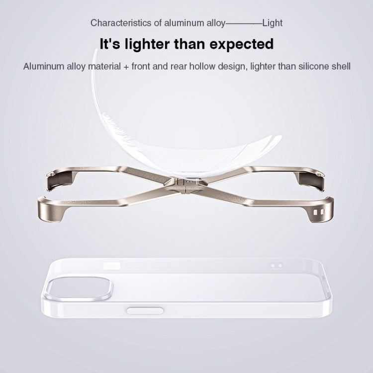 For iPhone 15 Pro Frameless X-shaped Metal Phone Case(Grey) - HoMEdemic™ 