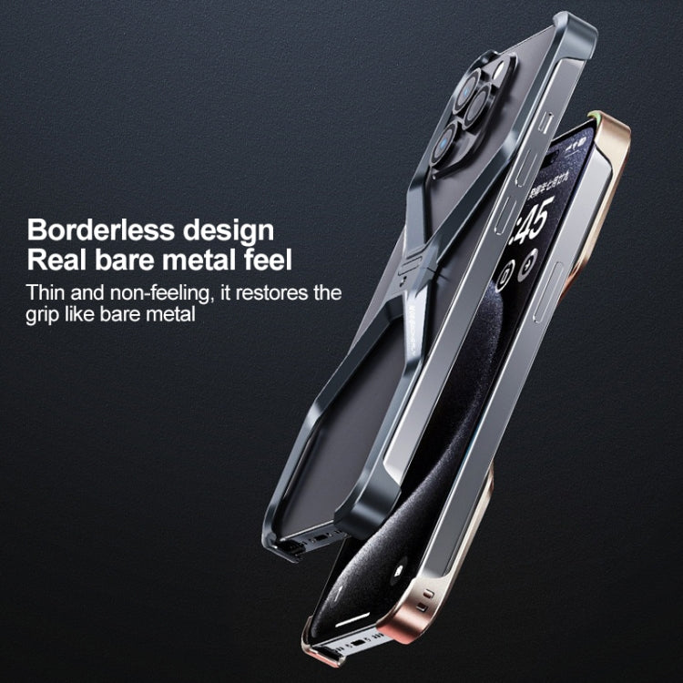 For iPhone 15 Pro Frameless X-shaped Metal Phone Case(Titanium Gold) - HoMEdemic™ 