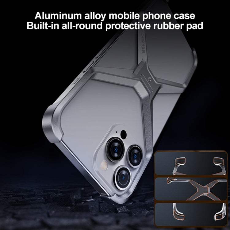 For iPhone 15 Pro Frameless X-shaped Metal Phone Case(Titanium Gold) - HoMEdemic™ 