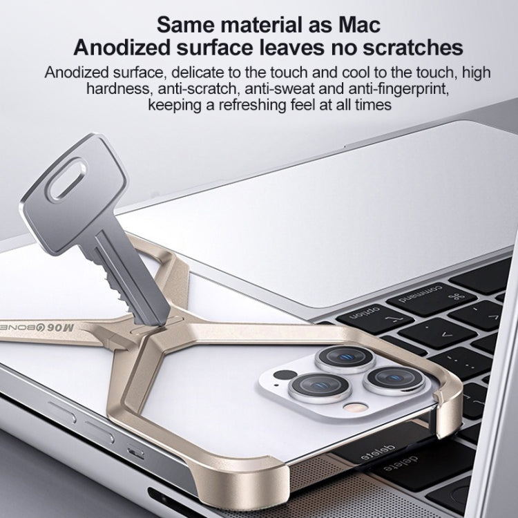 For iPhone 15 Pro Frameless X-shaped Metal Phone Case(Titanium Gold) - HoMEdemic™ 
