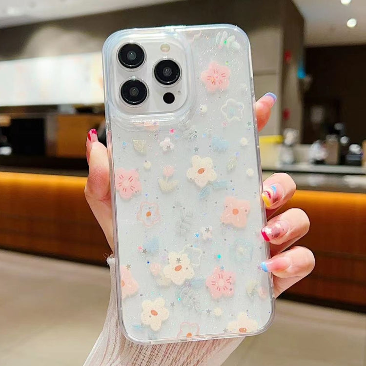 For iPhone 15 Pro Fresh Small Floral Epoxy TPU Phone Case(D02 Hand-painted Flower) - HoMEdemic™ 