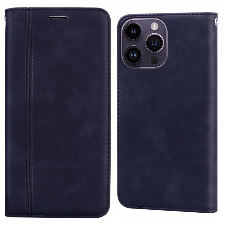 For iPhone 15 Pro Frosted Business Magnetic Horizontal Flip PU Phone Case(Black) - HoMEdemic™ 