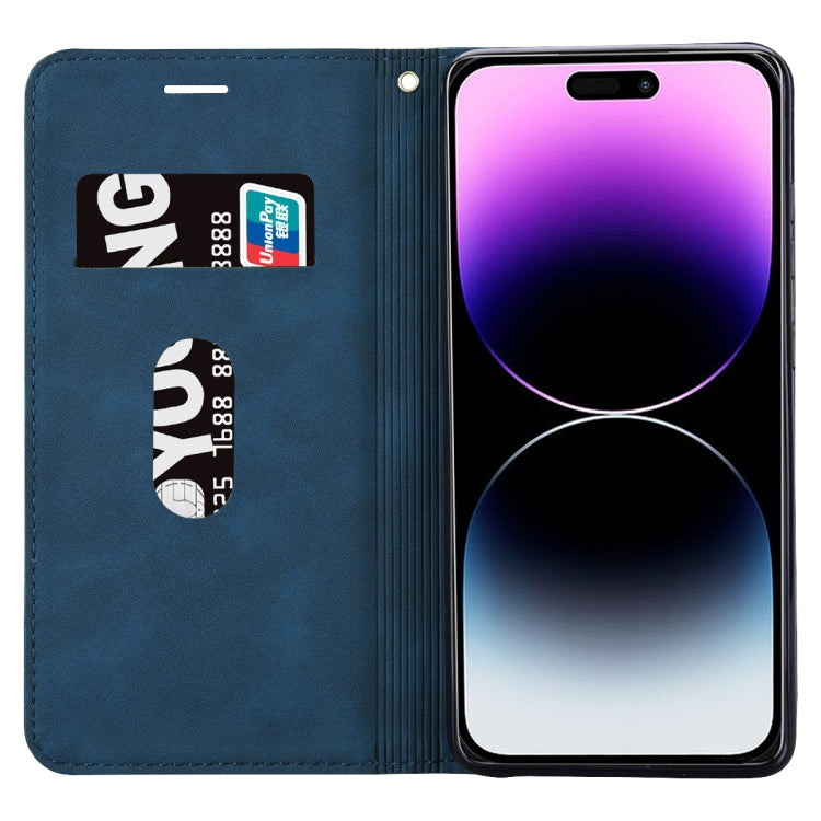 For iPhone 15 Pro Frosted Business Magnetic Horizontal Flip PU Phone Case(Blue) - HoMEdemic™ 