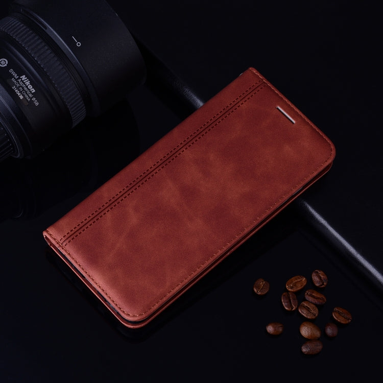 For iPhone 15 Pro Frosted Business Magnetic Horizontal Flip PU Phone Case(Brown) - HoMEdemic™ 