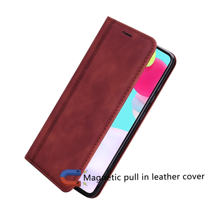 For iPhone 15 Pro Frosted Business Magnetic Horizontal Flip PU Phone Case(Brown) - HoMEdemic™ 