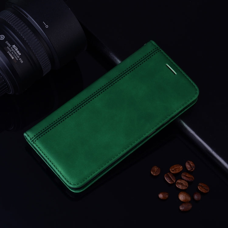 For iPhone 15 Pro Frosted Business Magnetic Horizontal Flip PU Phone Case(Green) - HoMEdemic™ 