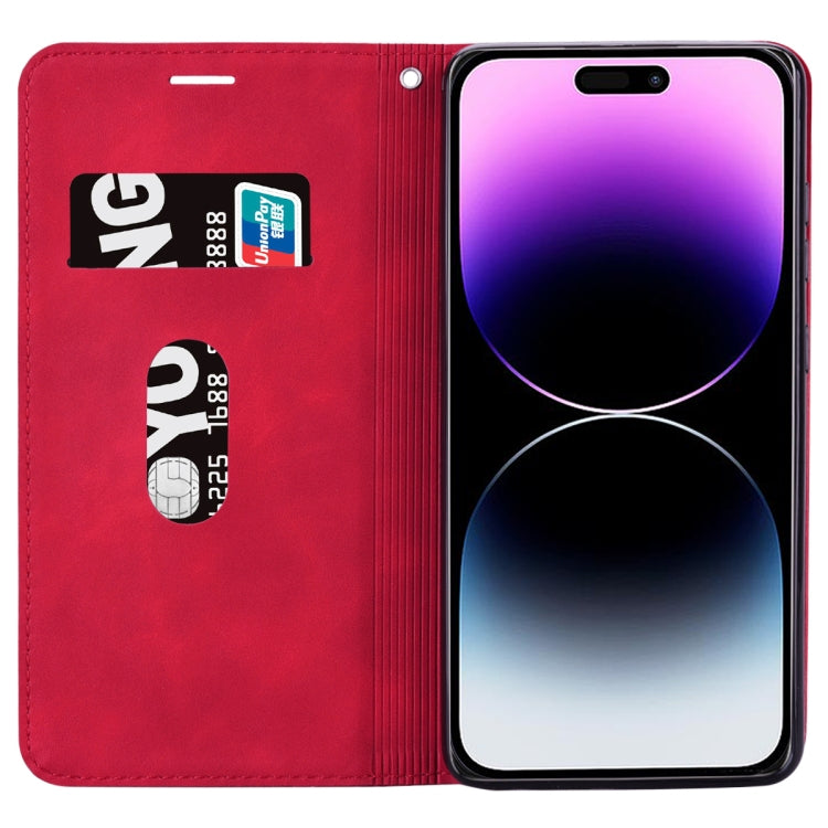 For iPhone 15 Pro Frosted Business Magnetic Horizontal Flip PU Phone Case(Red) - HoMEdemic™ 