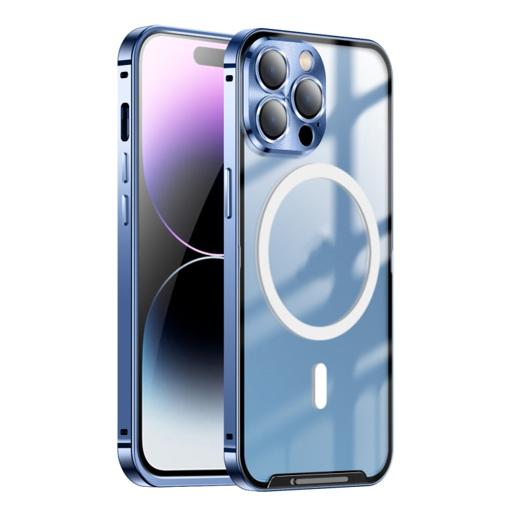 For iPhone 15 Pro Frosted MagSafe Magnetic Metal Phone Case(Blue) - HoMEdemic™ 
