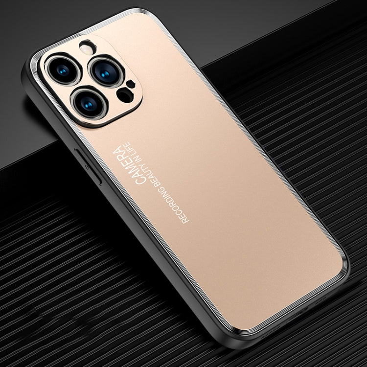 For iPhone 15 Pro Frosted Metal Phone Case(Gold) - HoMEdemic™ 