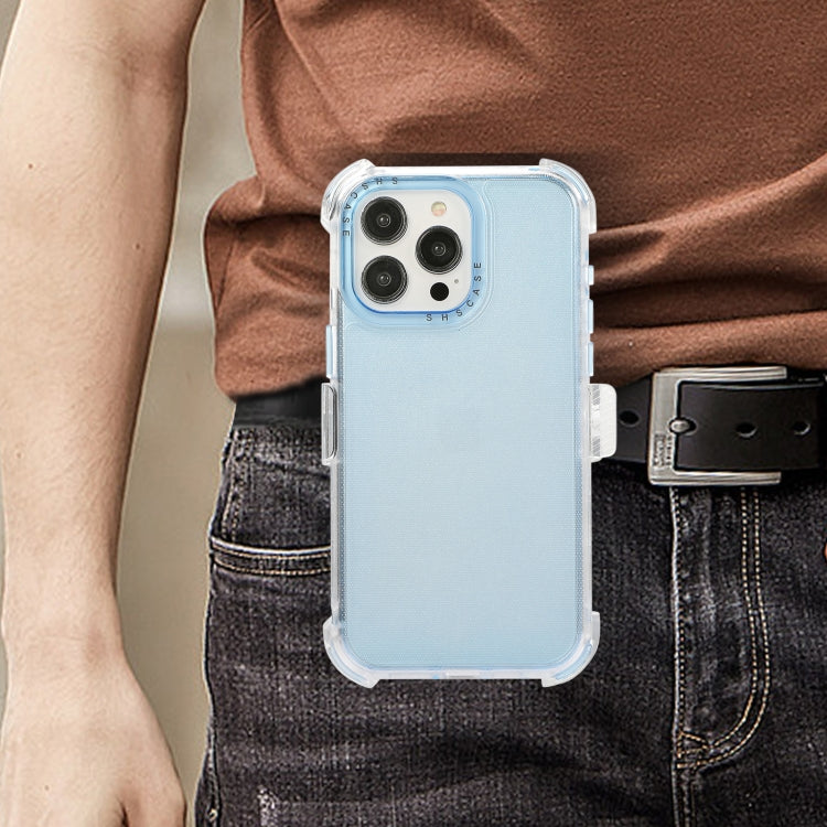 For iPhone 15 Pro Frosted PC+TPU Phone Case with Back Clip(Sky Blue) - HoMEdemic™ 