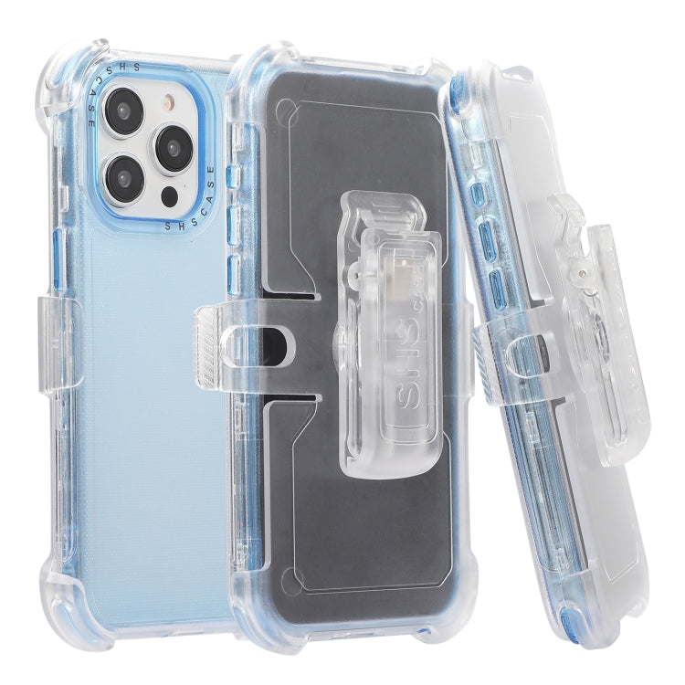For iPhone 15 Pro Frosted PC+TPU Phone Case with Back Clip(Sky Blue) - HoMEdemic™ 