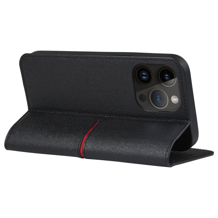 For iPhone 15 Pro GEBEI Top-grain Horizontal Flip Leather Phone Case(Black) - HoMEdemic™ 