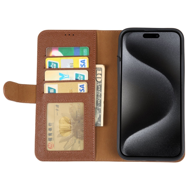 For iPhone 15 Pro GEBEI Top-grain Horizontal Flip Leather Phone Case(Brown) - HoMEdemic™ 