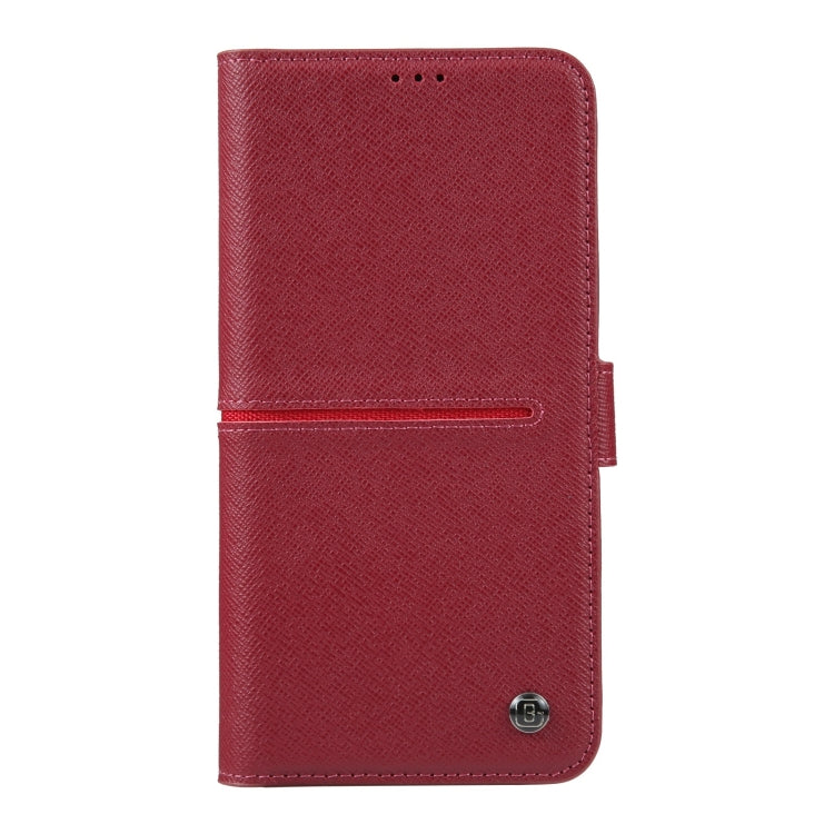 For iPhone 15 Pro GEBEI Top-grain Horizontal Flip Leather Phone Case(Wine Red) - HoMEdemic™ 
