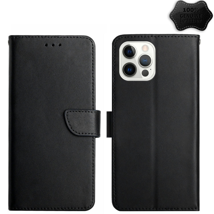 For iPhone 15 Pro Genuine Leather Fingerprint-proof Flip Phone Case(Black) - HoMEdemic™ 