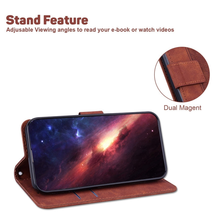 For iPhone 15 Pro Geometric Embossed Leather Phone Case(Brown) - HoMEdemic™ 