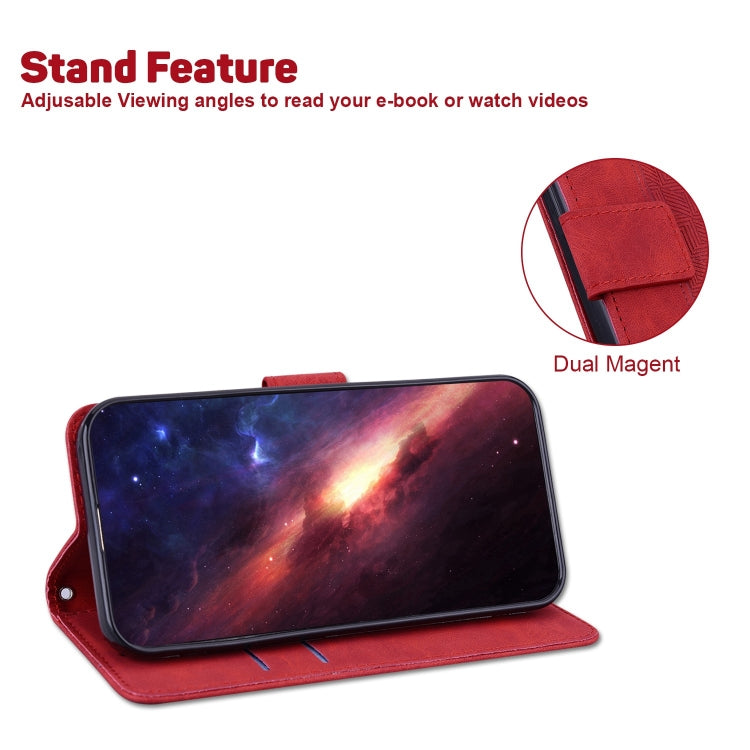 For iPhone 15 Pro Geometric Embossed Leather Phone Case(Red) - HoMEdemic™ 