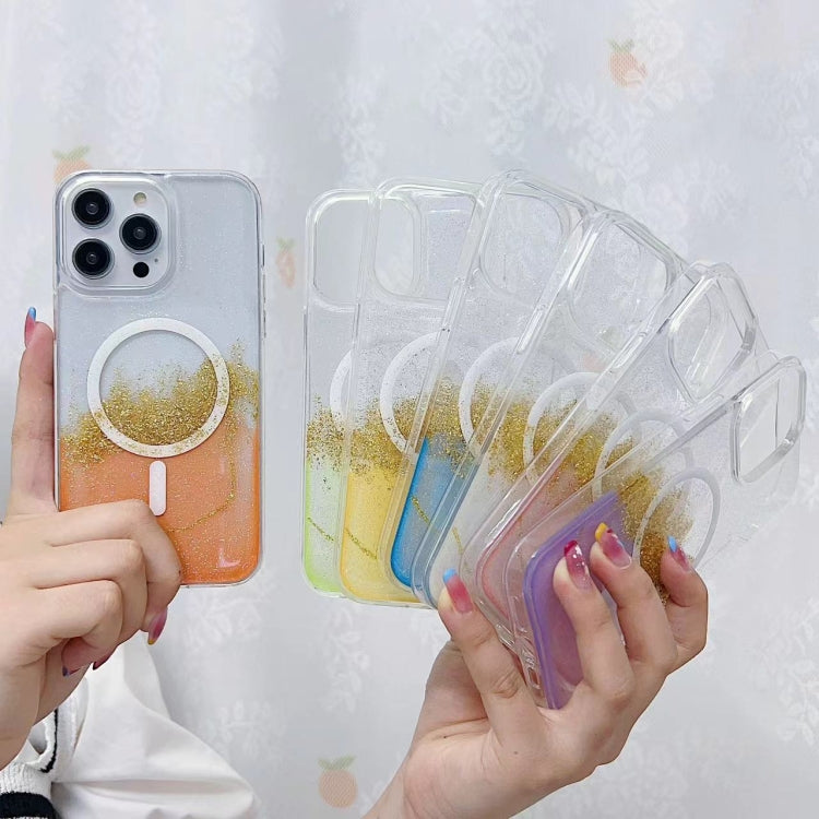 For iPhone 15 Pro Gilding MagSafe Hybrid Clear TPU Phone Case(Orange) - HoMEdemic™ 