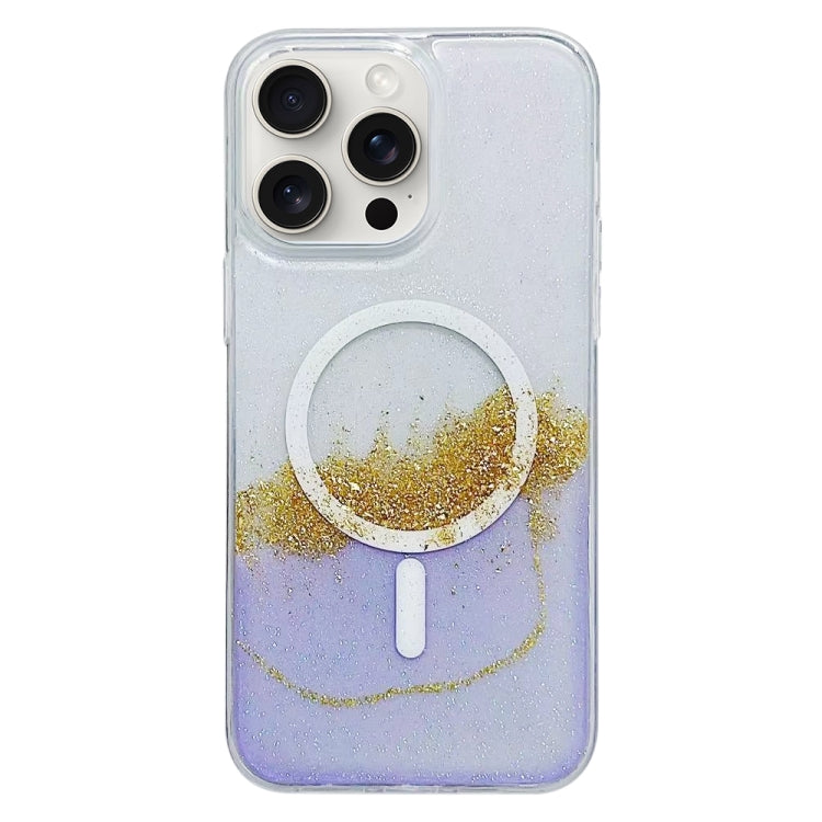 For iPhone 15 Pro Gilding MagSafe Hybrid Clear TPU Phone Case(Purple) - HoMEdemic™ 