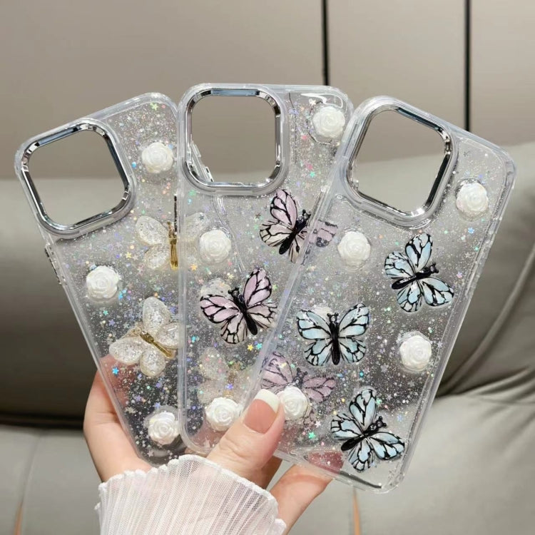 For iPhone 15 Pro Glitter 3D Butterfly TPU Phone Case(Gold) - HoMEdemic™ 