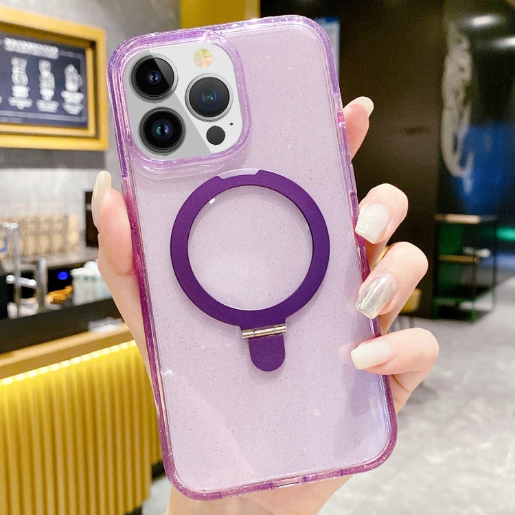 For iPhone 15 Pro Glitter MagSafe Magnetic Phone Case with Stand(Purple) - HoMEdemic™ 
