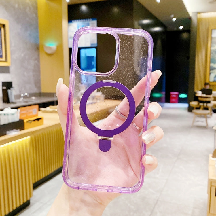 For iPhone 15 Pro Glitter MagSafe Magnetic Phone Case with Stand(Purple) - HoMEdemic™ 
